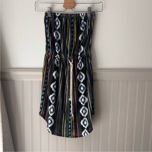 Lagaci Strapless Dress with Blue and Black Pattern size small